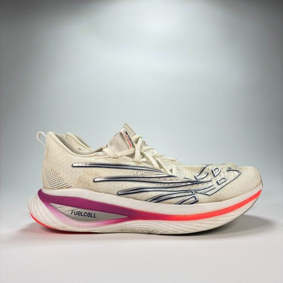 New Balance FuelCell Elite v3 White Silver Running Shoes MRCELLE3 Men's Size 11 - Picture 1 of 10